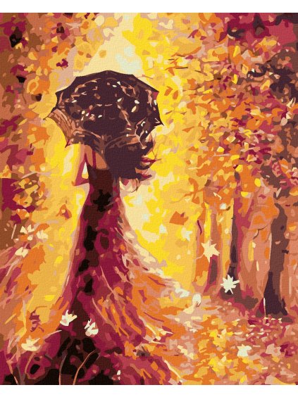 Diamantové maľovanie - ŽENA S DÁŽDNIKOM (Rámovanie bez rámu a bez vypnutia plátna, Rozmer 40x50 cm)