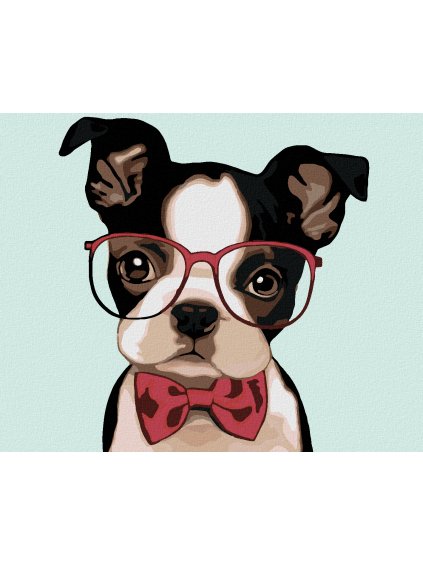 Diamantové maľovanie - BULDOČEK S OKULIARMI (Rámovanie bez rámu a bez vypnutia plátna, Rozmer 40x50 cm)