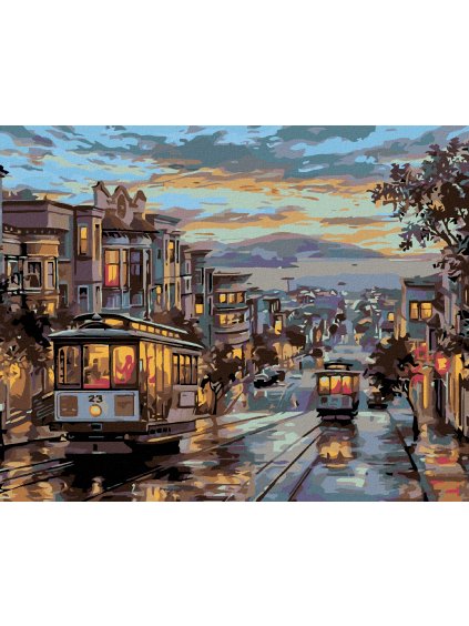 Diamantové maľovanie - NOČNÁ ELEKTRIČKA (Rámovanie bez rámu a bez vypnutia plátna, Rozmer 40x50 cm)