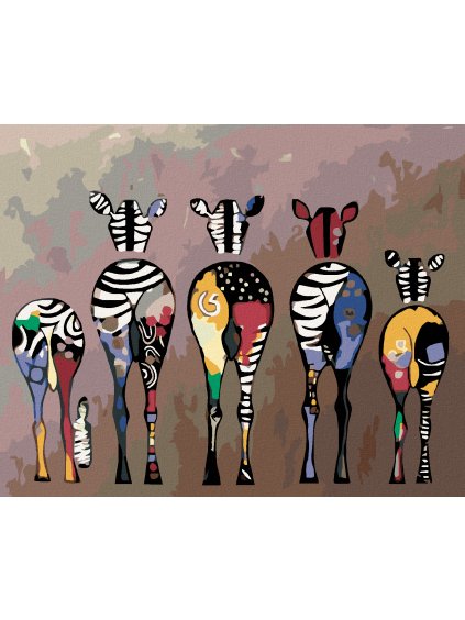 Diamantové maľovanie - STÁDO ZEBIER (Rámovanie bez rámu a bez vypnutia plátna, Rozmer 40x50 cm)