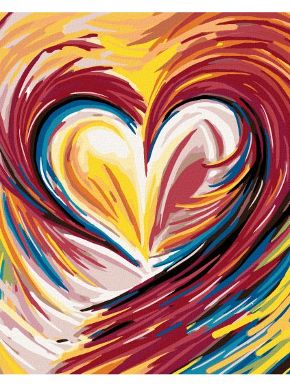Diamantové maľovanie - DÚHOVÉ MAĽOVANÉ SRDCE (Rámovanie bez rámu a bez vypnutia plátna, Rozmer 40x50 cm)