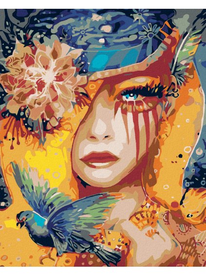 Diamantové maľovanie - VTÁČIA ŽENA (Rámovanie bez rámu a bez vypnutia plátna, Rozmer 40x50 cm)