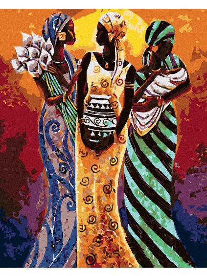 Diamantové maľovanie - TRI AFRICKÉ ŽENY (Rámovanie bez rámu a bez vypnutia plátna, Rozmer 40x50 cm)