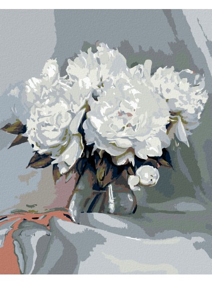 Diamantové maľovanie - BIELE PIVÓNIE (Rámovanie bez rámu a bez vypnutia plátna, Rozmer 40x50 cm)