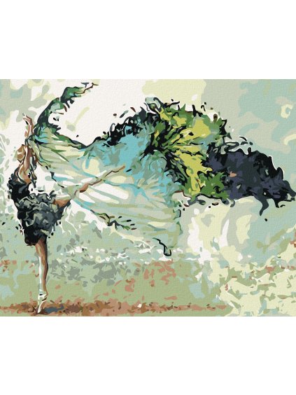 Diamantové maľovanie - TANEČNICA SO ZÁVOJOM (Rámovanie bez rámu a bez vypnutia plátna, Rozmer 40x50 cm)