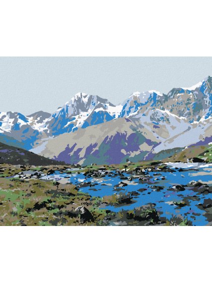 Diamantové maľovanie - POTOK V HORÁCH (Rámovanie bez rámu a bez vypnutia plátna, Rozmer 40x50 cm)