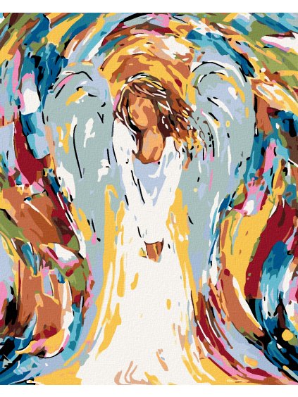 Diamantové maľovanie - FAREBNÝ ANJEL (Rámovanie bez rámu a bez vypnutia plátna, Rozmer 40x50 cm)