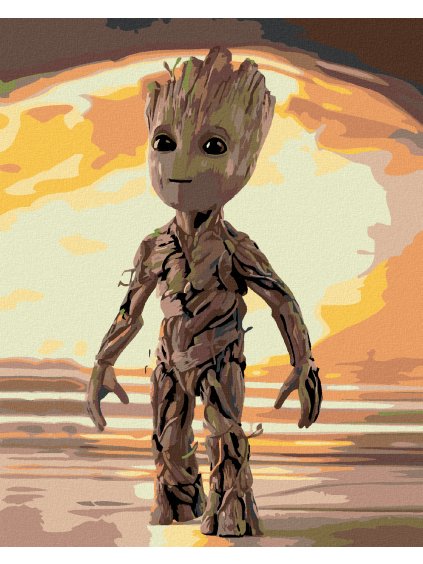 Diamantové maľovanie - MALÝ GROOT (Rámovanie bez rámu a bez vypnutia plátna, Rozmer 40x50 cm)