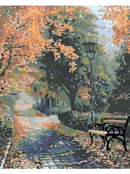 Diamantové maľovanie - PARK V NOVEMBRI (Rámovanie bez rámu a bez vypnutia plátna, Rozmer 40x50 cm)