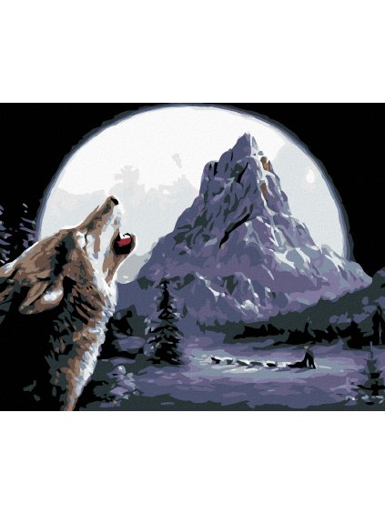 Diamantové maľovanie - VYJÚCI VLK (Rámovanie bez rámu a bez vypnutia plátna, Rozmer 40x50 cm)