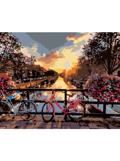 Diamantové maľovanie - BICYKLE A KVETY (Rámovanie bez rámu a bez vypnutia plátna, Rozmer 40x50 cm)