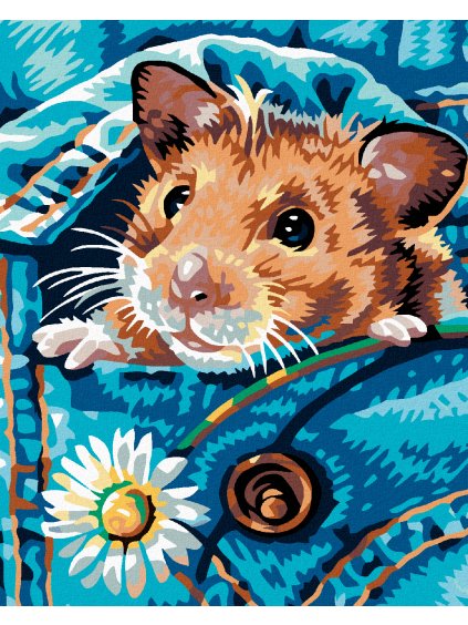 Diamantové maľovanie - ŠKREČOK S MARGARÉTKAMI (Rámovanie bez rámu a bez vypnutia plátna, Rozmer 40x50 cm)