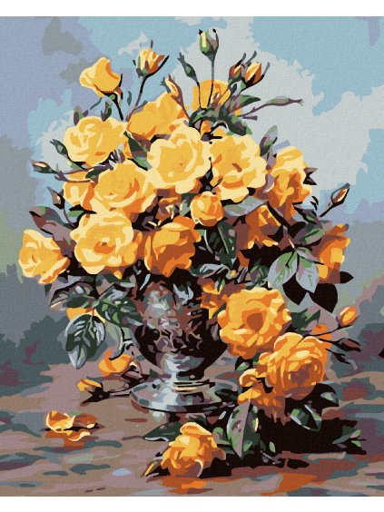 Diamantové maľovanie - ŽLTÉ RUŽE (Rámovanie bez rámu a bez vypnutia plátna, Rozmer 40x50 cm)
