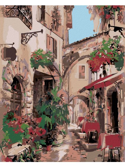 Diamantové maľovanie - TALIANSKA ULIČKA (Rámovanie bez rámu a bez vypnutia plátna, Rozmer 40x50 cm)
