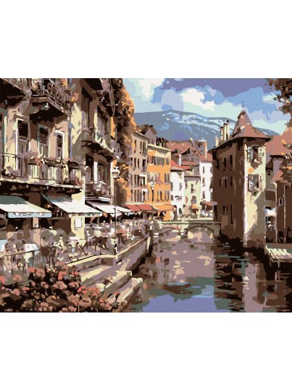 Diamantové maľovanie - MESTO NA RIEKE (Rámovanie bez rámu a bez vypnutia plátna, Rozmer 40x50 cm)
