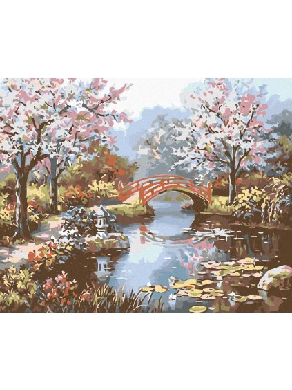 Diamantové maľovanie - JAPONSKÁ ZÁHRADA (Rámovanie bez rámu a bez vypnutia plátna, Rozmer 40x50 cm)