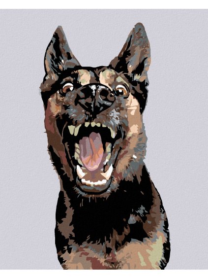 Diamantové maľovanie - NEMECKÝ OVČIAK S OTVORENOU TLAMOU (Rámovanie bez rámu a bez vypnutia plátna, Rozmer 40x50 cm)