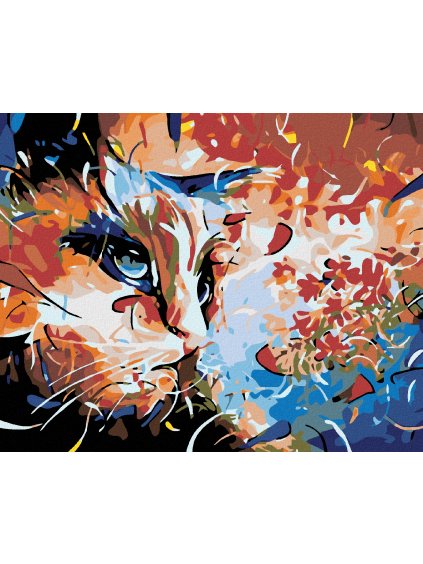 Diamantové maľovanie - MAČACIA ABSTRAKCIA (Rámovanie bez rámu a bez vypnutia plátna, Rozmer 40x50 cm)