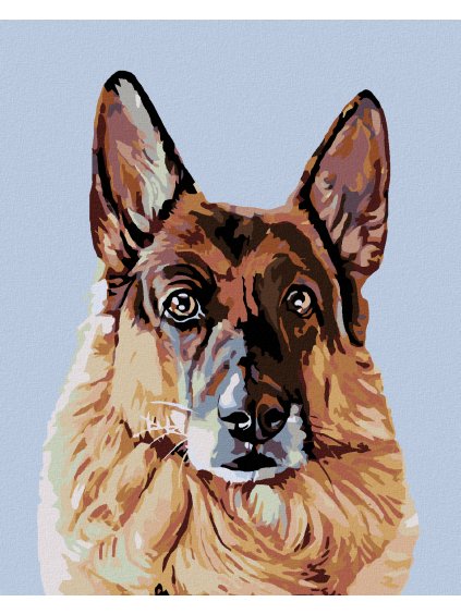 Diamantové maľovanie - HĽADIACI NEMECKÝ OVČIAK (Rámovanie bez rámu a bez vypnutia plátna, Rozmer 40x50 cm)