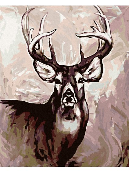 Diamantové maľovanie - JELEŇ S VEĽKÝMI PAROHAMI (Rámovanie bez rámu a bez vypnutia plátna, Rozmer 40x50 cm)