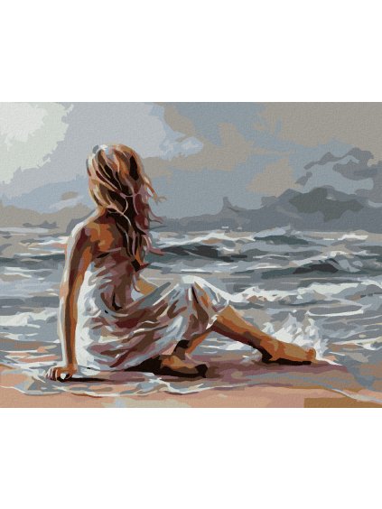 Diamantové maľovanie - DIEVČA A MORE (Rámovanie bez rámu a bez vypnutia plátna, Rozmer 40x50 cm)