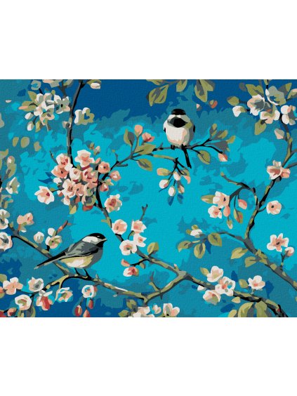 Diamantové maľovanie - DVA SEDIACE VTÁKY (Rámovanie bez rámu a bez vypnutia plátna, Rozmer 40x50 cm)