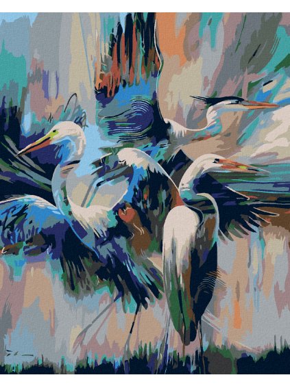 Diamantové maľovanie - VOLAVKY (Rámovanie bez rámu a bez vypnutia plátna, Rozmer 40x50 cm)