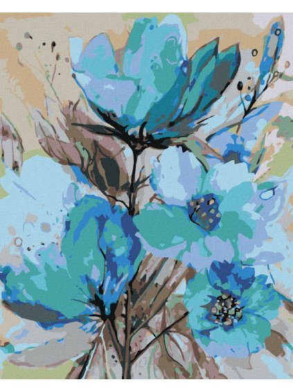 Diamantové maľovanie - ABSTRAKCIA MODRÝCH KVETOV II (Rámovanie bez rámu a bez vypnutia plátna, Rozmer 40x50 cm)
