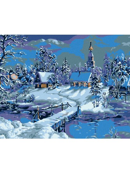 Diamantové maľovanie - ZAMRZNUTÁ RIEČKA (Rámovanie bez rámu a bez vypnutia plátna, Rozmer 40x50 cm)