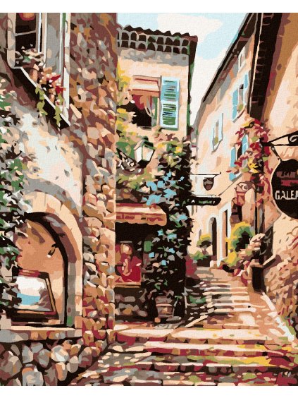 Diamantové maľovanie - STAROBYLÉ MESTEČKO (Rámovanie bez rámu a bez vypnutia plátna, Rozmer 40x50 cm)