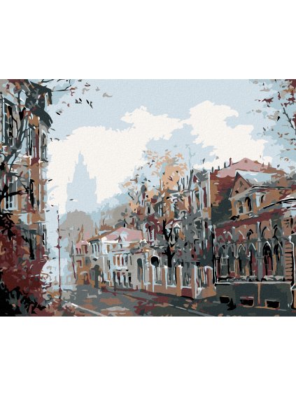 Diamantové maľovanie - TEMNÉ MESTEČKO (Rámovanie bez rámu a bez vypnutia plátna, Rozmer 40x50 cm)