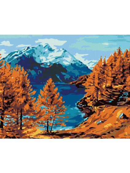 Diamantové maľovanie - JAZERO POD HOROU (Rámovanie bez rámu a bez vypnutia plátna, Rozmer 40x50 cm)