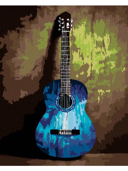 Diamantové maľovanie - GITARA V ABSTRAKCII (Rámovanie bez rámu a bez vypnutia plátna, Rozmer 40x50 cm)