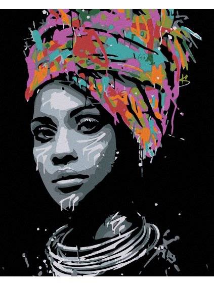 Diamantové maľovanie - AFRICKÁ KRÁSKA (Rámovanie bez rámu a bez vypnutia plátna, Rozmer 40x50 cm)
