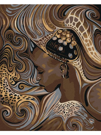 Diamantové maľovanie - AFRICKÉ DOMORODÉ DIEVČA (Rámovanie bez rámu a bez vypnutia plátna, Rozmer 40x50 cm)