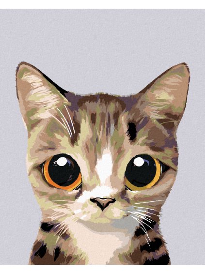 Diamantové maľovanie - OKATÁ PRUHOVANÁ MAČIČKA (Rámovanie bez rámu a bez vypnutia plátna, Rozmer 40x50 cm)