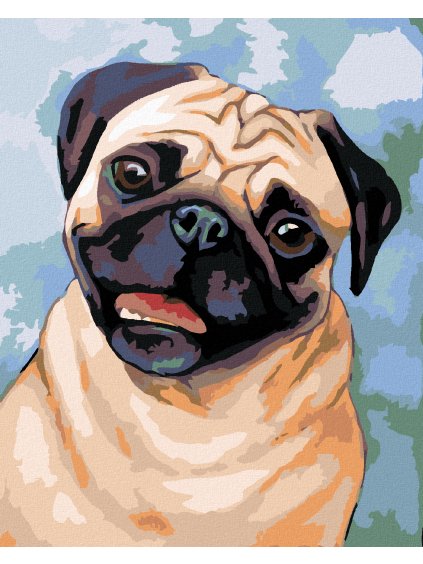 Diamantové maľovanie - HNEDÝ MOPS (Rámovanie bez rámu a bez vypnutia plátna, Rozmer 40x50 cm)