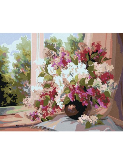 Diamantové maľovanie - ORGOVÁN PRI OKNE II (Rámovanie bez rámu a bez vypnutia plátna, Rozmer 40x50 cm)