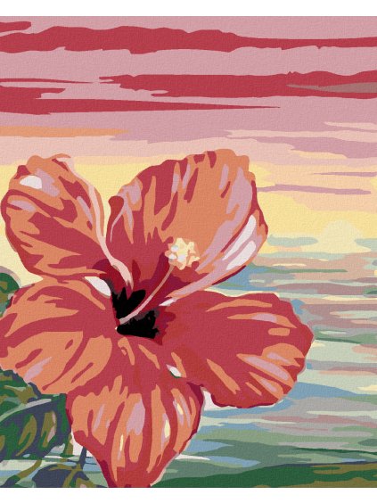 Diamantové maľovanie - RUŽOVÝ IBIŠTEK (Rámovanie bez rámu a bez vypnutia plátna, Rozmer 40x50 cm)