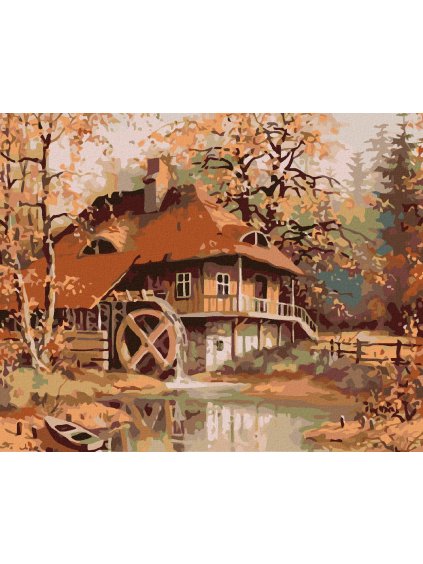 Diamantové maľovanie - STARÝ MLYN (Rámovanie bez rámu a bez vypnutia plátna, Rozmer 40x50 cm)