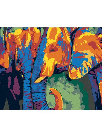 Diamantové maľovanie - FAREBNÝ PÁR SLONOV (Rámovanie bez rámu a bez vypnutia plátna, Rozmer 40x50 cm)