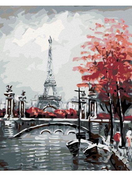 Diamantové maľovanie - EIFFELOVKA OD RIEKY (Rámovanie bez rámu a bez vypnutia plátna, Rozmer 40x50 cm)
