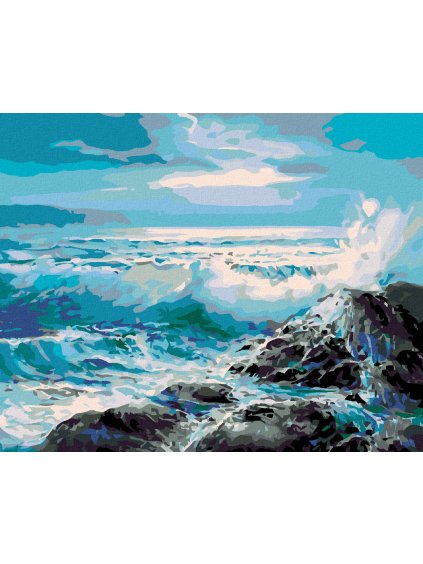 Diamantové maľovanie - ROZBÚRENÉ MORE (Rámovanie bez rámu a bez vypnutia plátna, Rozmer 40x50 cm)