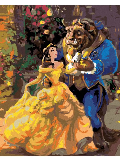 Diamantové maľovanie - KRÁSKA A ZVIERA (Rámovanie bez rámu a bez vypnutia plátna, Rozmer 40x50 cm)