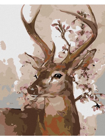 Diamantové maľovanie - JELEN NA JAR (Rámovanie bez rámu a bez vypnutia plátna, Rozmer 40x50 cm)
