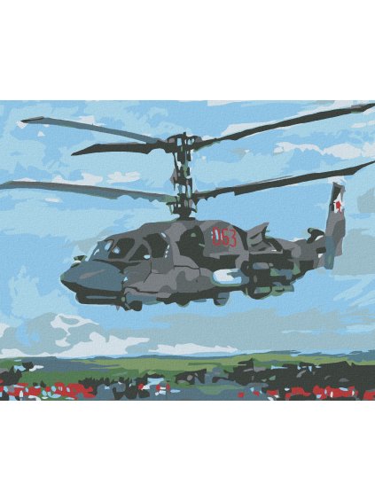 Diamantové maľovanie - VOJENSKÝ VRTUĽNÍK (Rámovanie bez rámu a bez vypnutia plátna, Rozmer 40x50 cm)