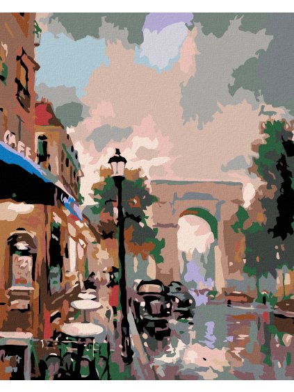 Diamantové maľovanie - OBLÚK V MESTEČKU (Rámovanie bez rámu a bez vypnutia plátna, Rozmer 40x50 cm)