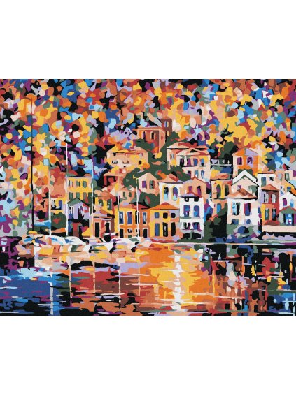 Diamantové maľovanie - MESTEČKO VO FARBÁCH (Rámovanie bez rámu a bez vypnutia plátna, Rozmer 40x50 cm)