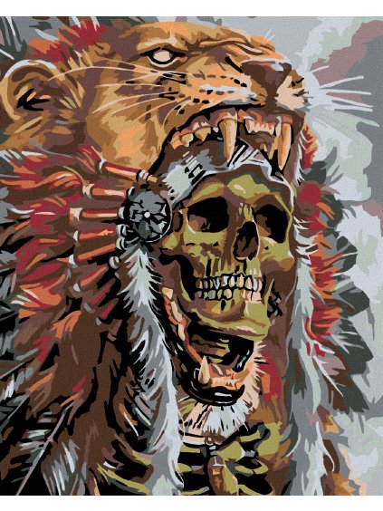 Diamantové maľovanie - LEBKA NÁČELNÍKA (Rámovanie bez rámu a bez vypnutia plátna, Rozmer 40x50 cm)