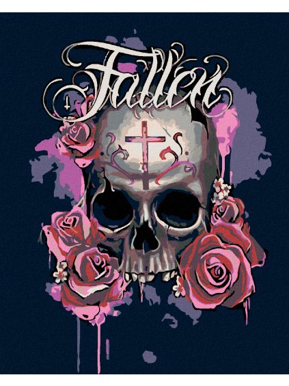 Diamantové maľovanie - PADNUTÁ LEBKA (Rámovanie bez rámu a bez vypnutia plátna, Rozmer 40x50 cm)